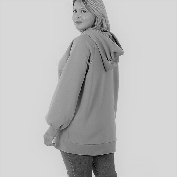 Zenana Teal Side Tie Hoodie 1X longline sweatshirt pullover asymmetrical - Picture 3 of 11